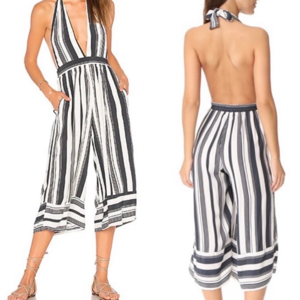 Faithful The Brand Halter Striped Romper